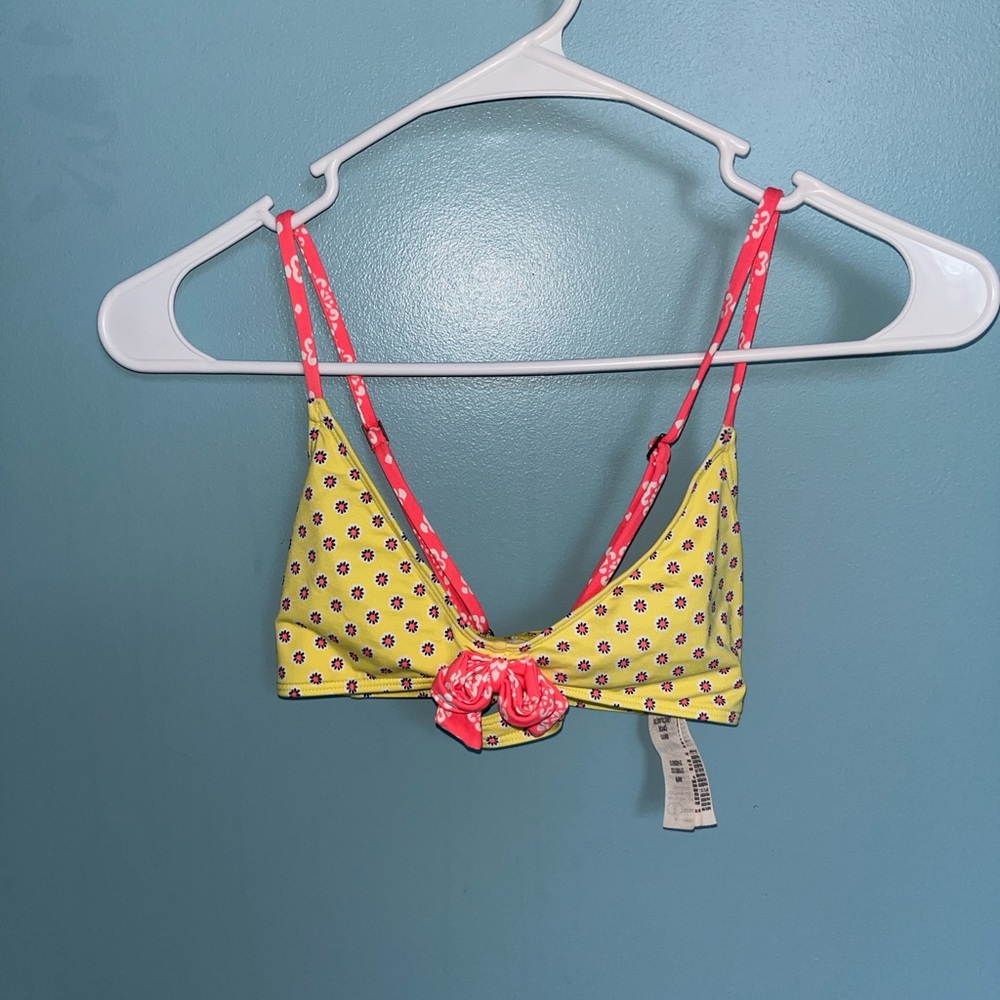 Pink & Yellow Abercrombie Kids Floral Bikini Top Size: XL (no padding)